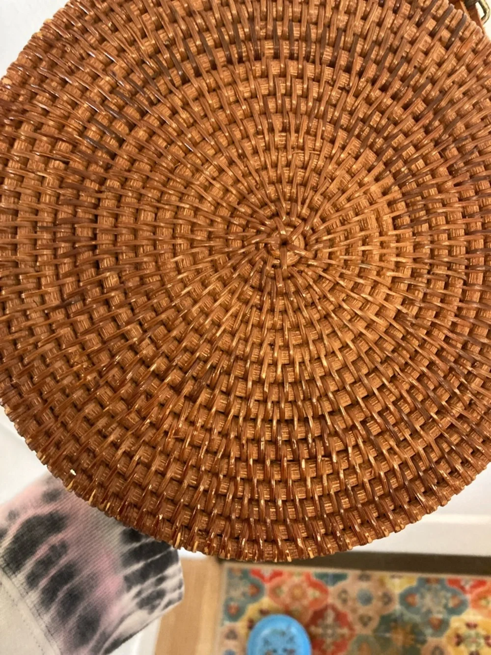Round Woven Crossbody Bag in Brown - Picture 8 of 11
